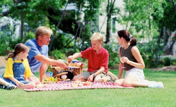 Family having picnic in park